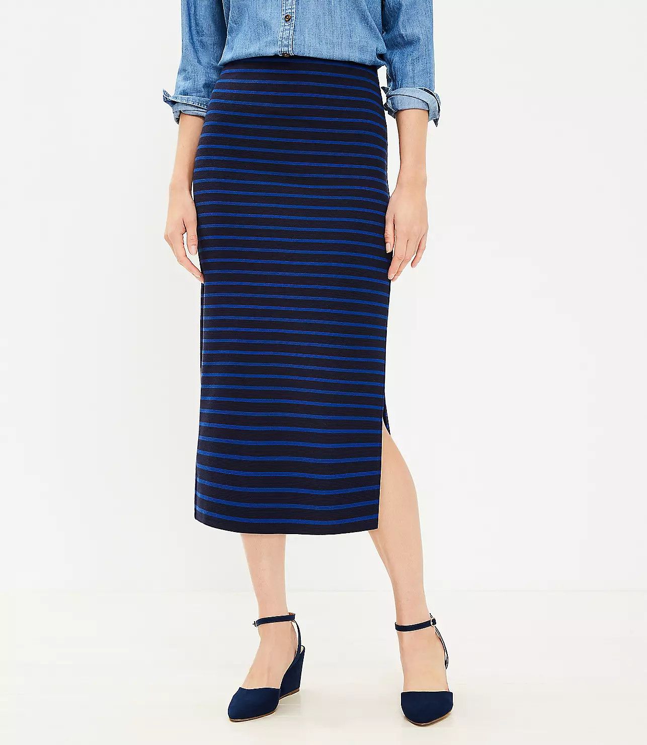 Striped Ottoman Midi Skirt | LOFT