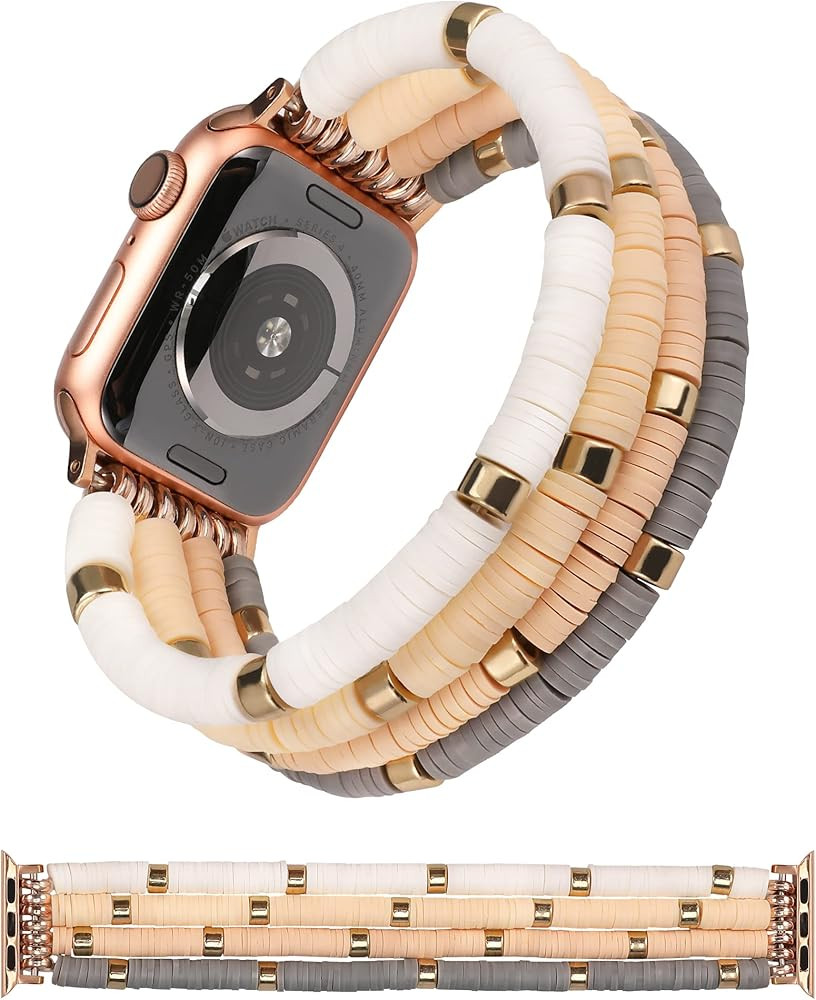 TOYOUTHS Heishi Beaded Bracelet Compatible with Apple Watch Band Cute Stretch Girl Women Summer C... | Amazon (US)