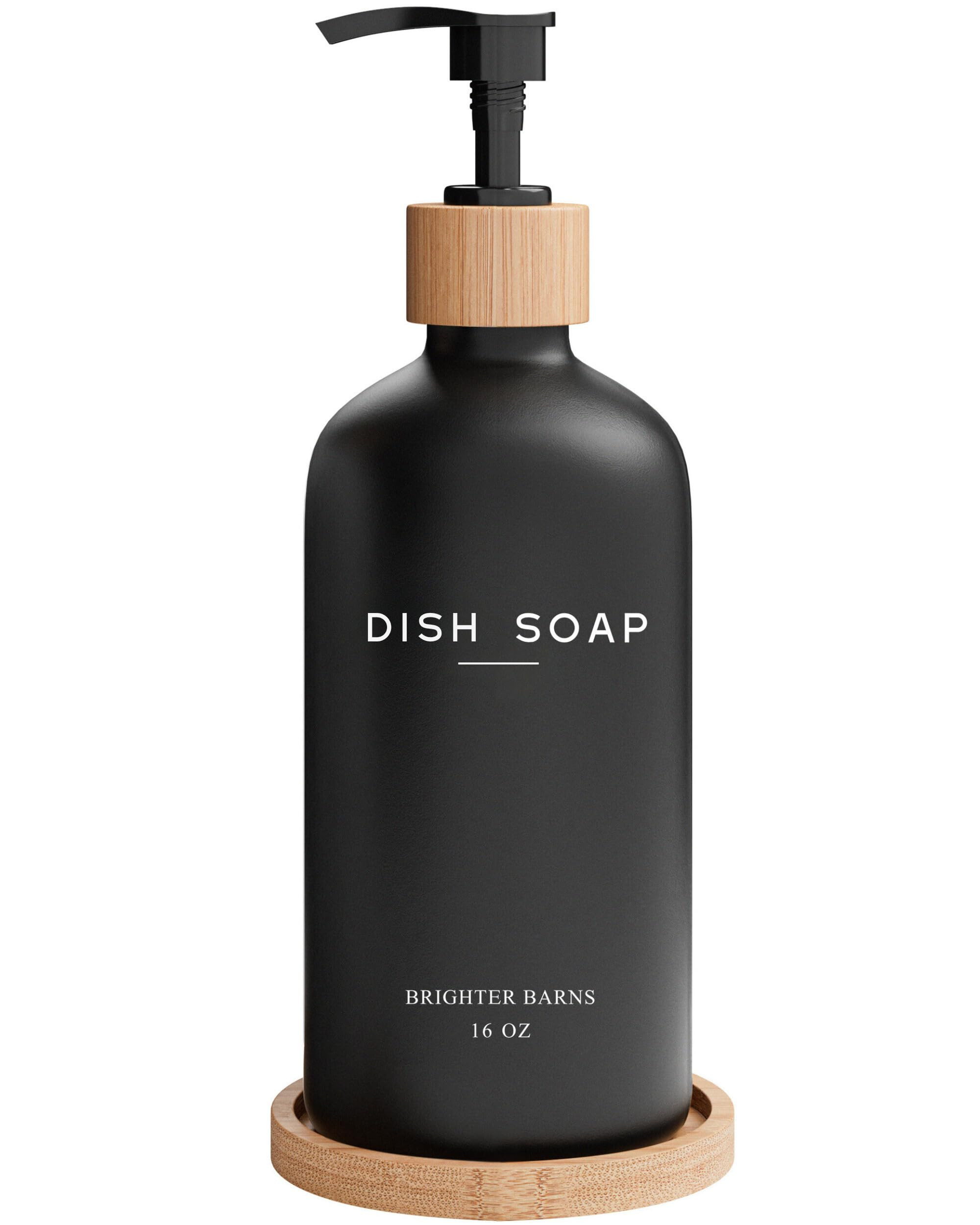 Black Glass Dish Soap Dispenser for Kitchen Sink by Brighter Barns - Modern Kitchen Soap Dispense... | Amazon (US)