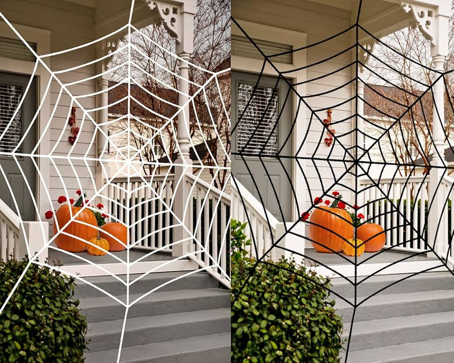 MyoGrip Halloween Decorations 2 Pack Halloween Giant Spider Web Decoration Set, 9Ft Round Spider ... | Amazon (US)