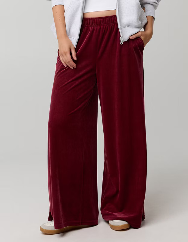 OFFLINE By Aerie Velour Rib Super Wide Leg Pant | Aerie