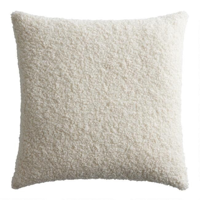 Oversized Ivory Textured Boucle Throw Pillow | World Market
