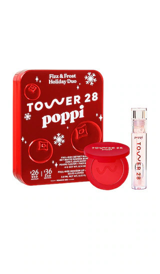 Tower 28 x Poppi Fizz + Frost Blush Lip Kit in Cranberry Fizz. | Revolve Clothing (Global)