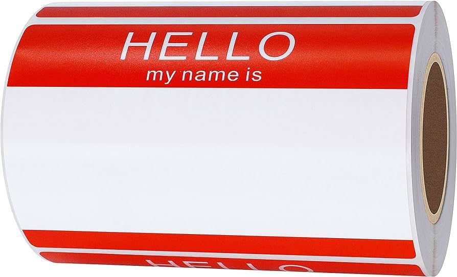 Hybsk Hello My Name is Red Name Tag Identification Stickers 3-1/2” x 2-3/8” Total 200 Labels ... | Amazon (US)
