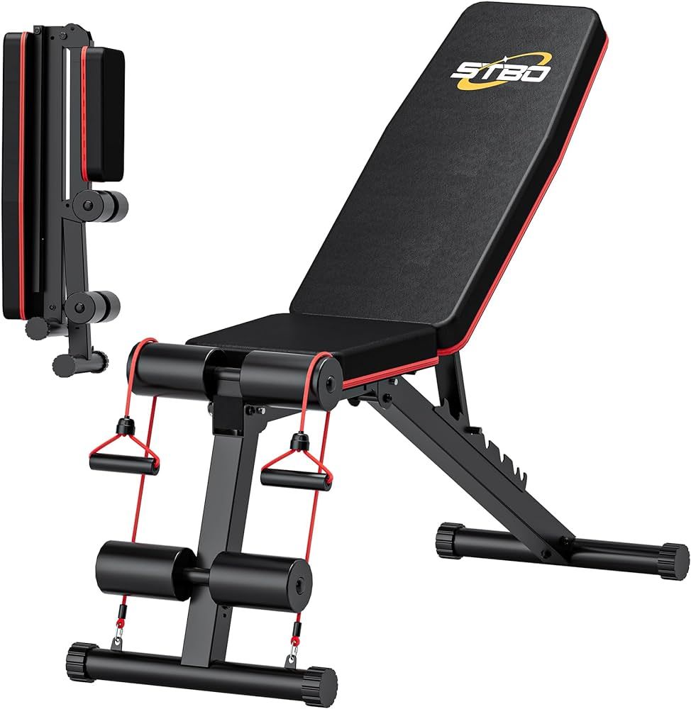 STBO Adjustable Folding Weight Bench,Foldable Incline Decline Workout Bench Sit Up Bench with Res... | Amazon (US)