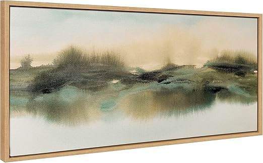 Kate and Laurel Sylvie Tranquil Meadows Framed Canvas Wall Art by Amy Lighthall, 18x40 Natural, S... | Amazon (US)