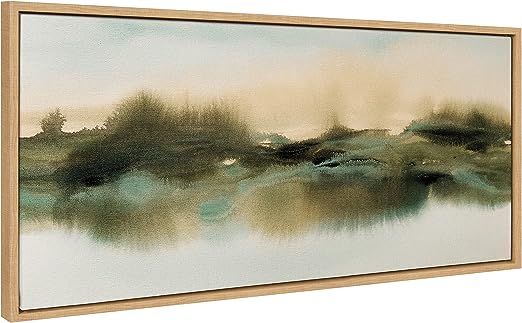 Kate and Laurel Sylvie Tranquil Meadows Framed Canvas Wall Art by Amy Lighthall, 18x40 Natural, S... | Amazon (US)
