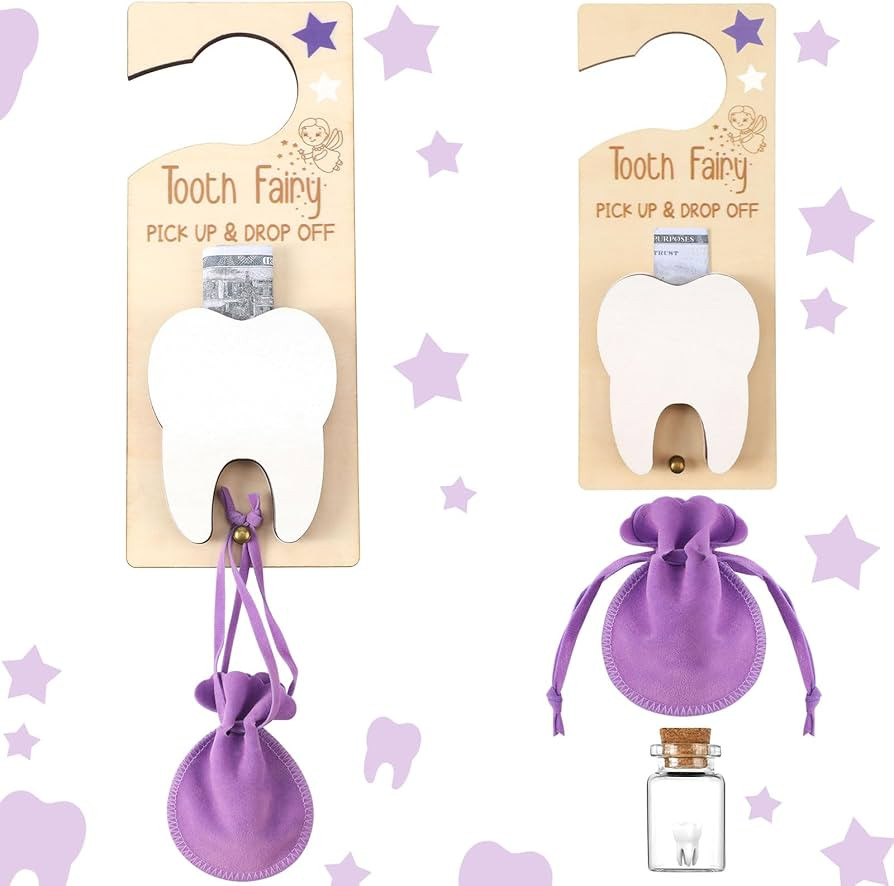 Amazon.com: DoubleFill 3 Pcs Tooth Fairy Tooth Holder Tooth Fairy Door Hanger with Money Slot Kee... | Amazon (US)