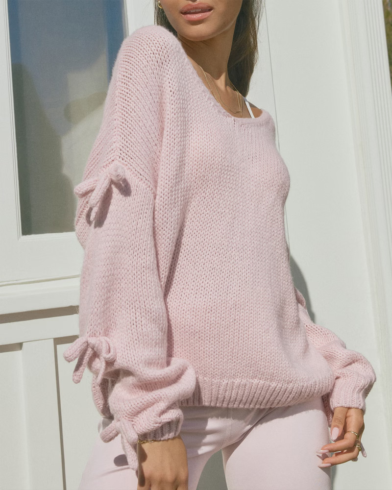 Women's Off-the-Shoulder Bow Applique Sweater | Women's The Soft Life | HollisterCo.com | Hollister (US)