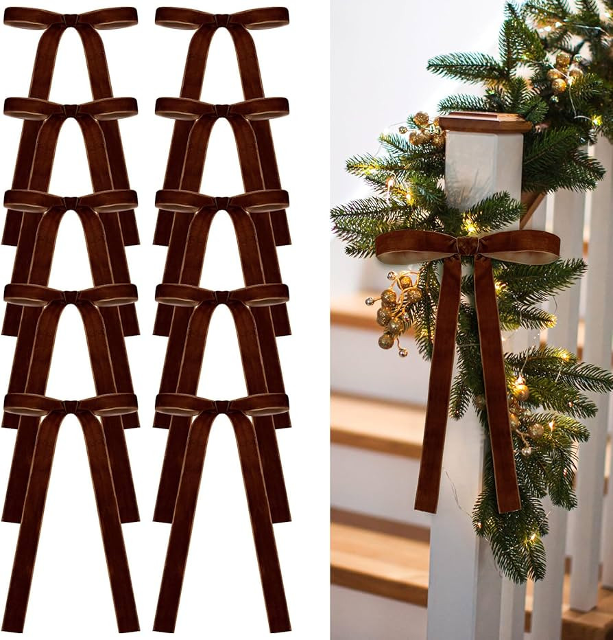 24 Pcs Velvet Christmas Bows for Christmas Tree Rustic Crafts Gift Bows Vintage Velvet Ribbon Bow... | Amazon (US)