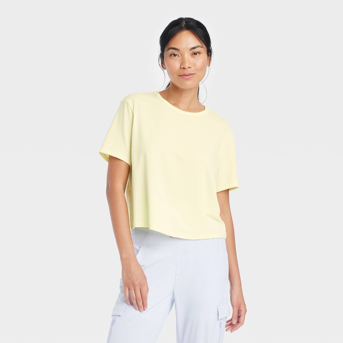 Women's Essential Crewneck Short Sleeve Top - All In Motion™ Light Yellow XS | Target