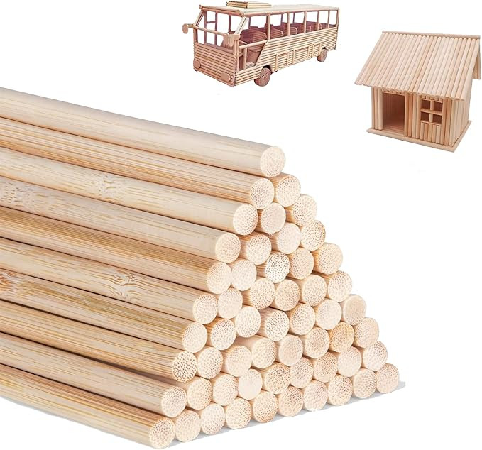 DaTpuik 1/4 x 12 Inch 25PCS Dowel Rods Wood Sticks Wooden Dowel Rods - Unfinished Bamboo Sticks -... | Amazon (US)
