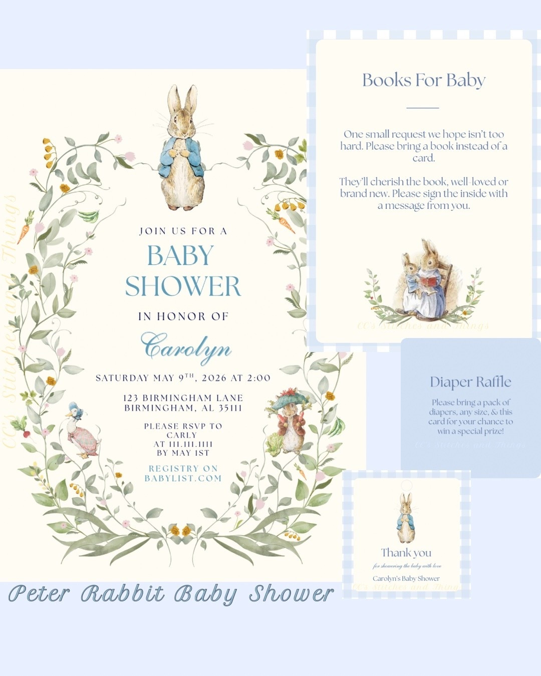 Recent Invitation Template I created after making these beautiful invitations for a client!

Peter Rabbit Baby Shower Invitations, Inserts, and Tags🤍🍼👶🏼rabbit

#LTKKids #LTKHome #LTKBaby
