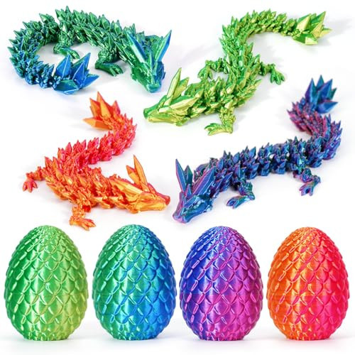 4Pcs 3D Printed Dragon Eggs with Dragon Inside Prefilled Easter Eggs with Dragon Toy for Basket Stuffers Goodie Bag Fillers Classroom Prize Supplies Easter Basket Essentials for Kids Teens | Amazon (US)