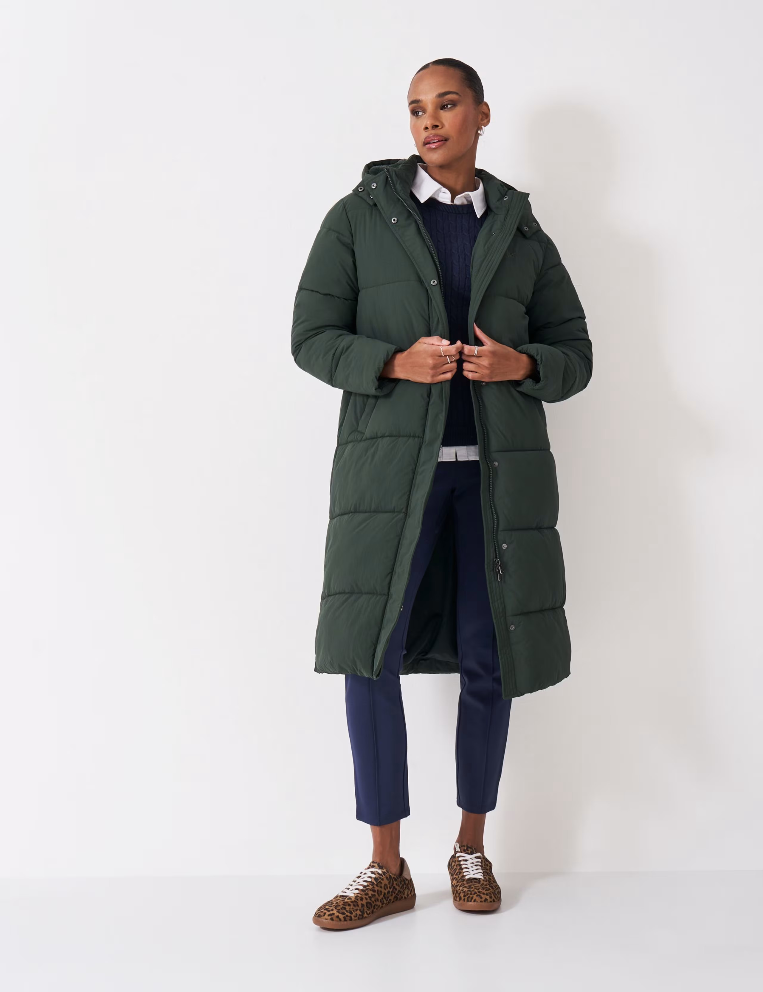 Padded Hooded Longline Puffer Coat | Crew Clothing | M&S | Marks & Spencer (UK)
