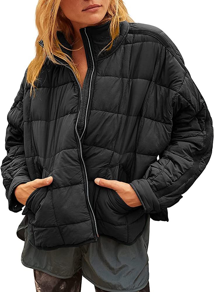 Aiopr Women's Lightweight Down Coat Long Sleeve Zip Packable Short Puffer Jackets | Amazon (US)