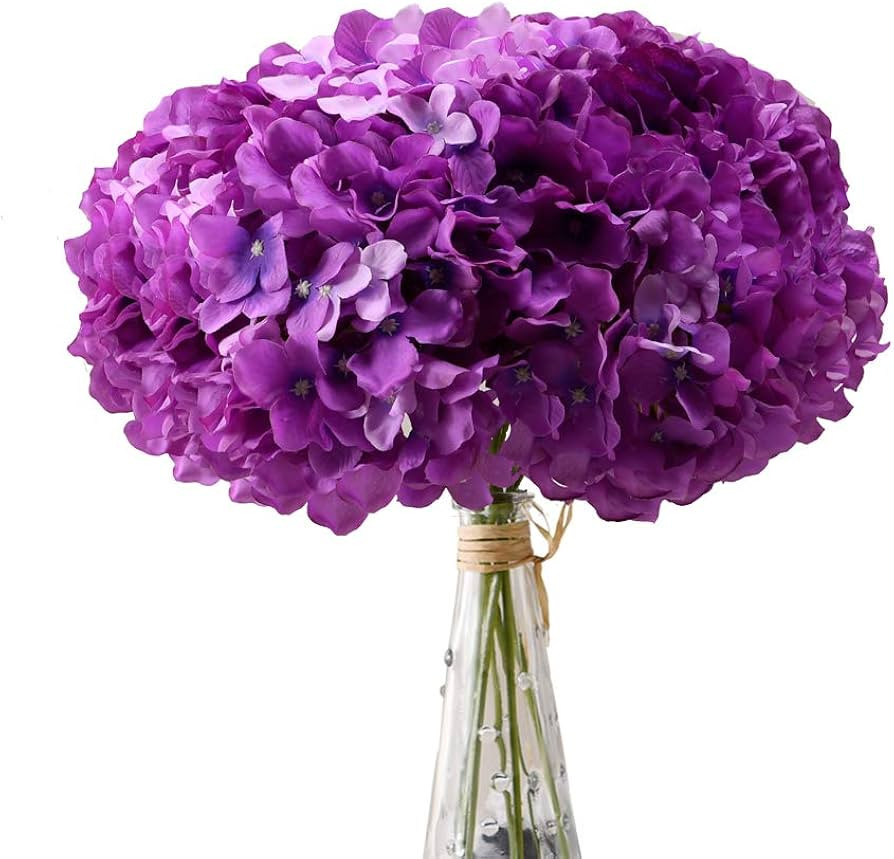 AVIVIHO Hydrangea Silk Flowers Purple Heads with Stems Pack of 10 Full Hydrangea Flowers Artifici... | Amazon (US)