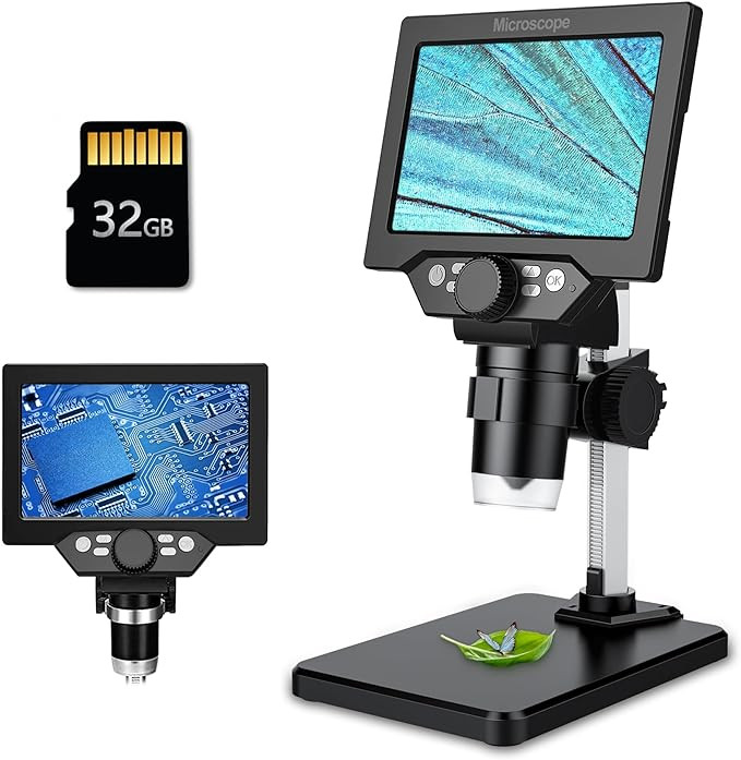 LCD Digital Microscope,5.5 Inch 1080P 10 Megapixels,1-1000X Magnification Zoom Wireless USB Stere... | Amazon (US)