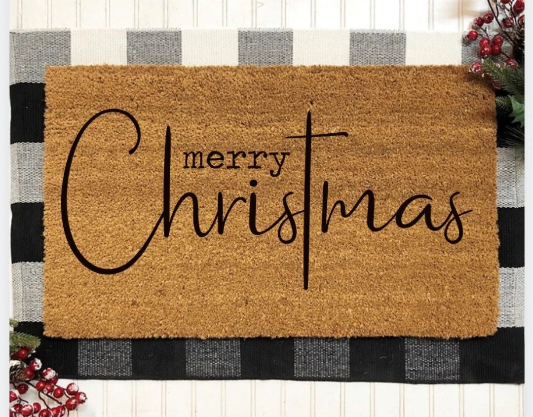 Merry Christmas Doormat, Merry Christmas, Doormat, Christmas Doormat, Christmas Decor, Christmas ... | Etsy (US)