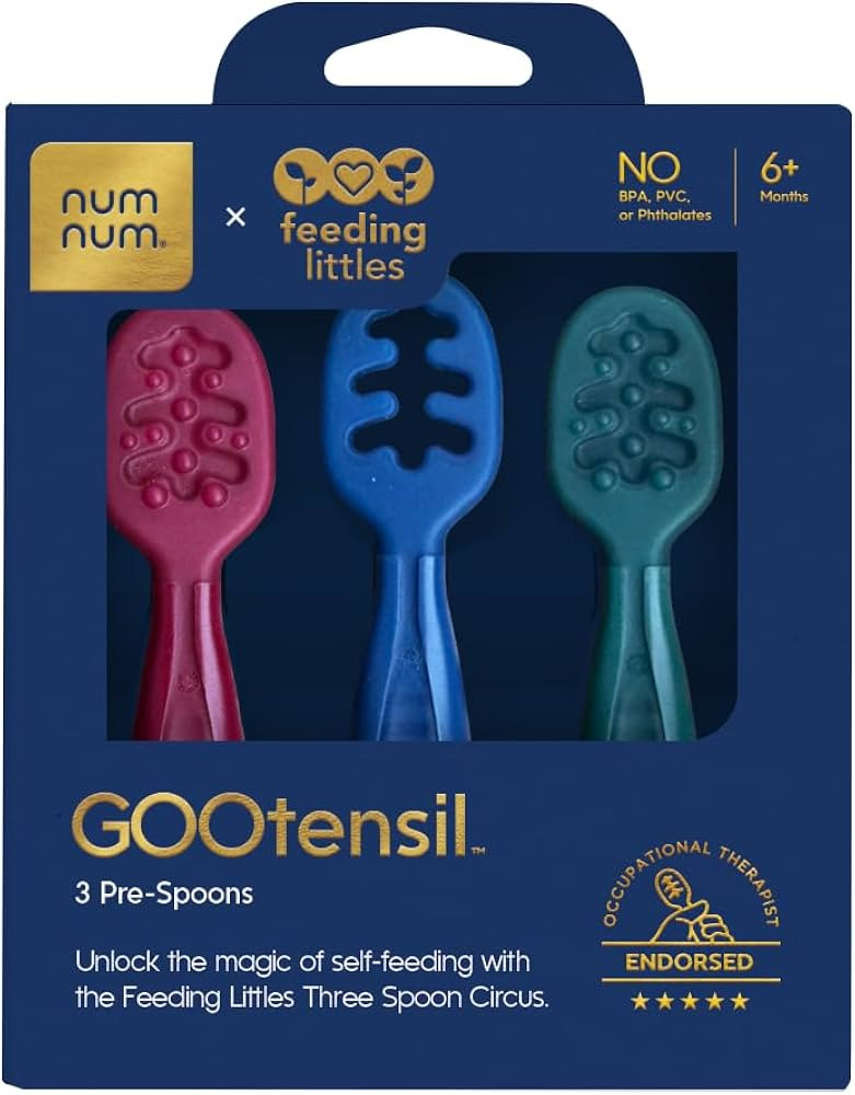 NumNum Baby Spoons Set, Feeding Littles x Silicone Pre-Spoon GOOtensils for Baby Led Weaning, Sel... | Amazon (US)