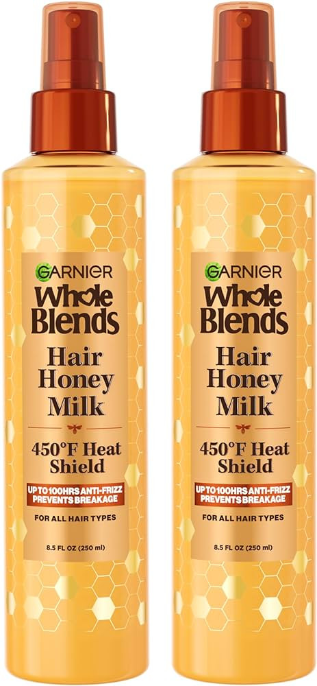 Garnier Whole Blends Hair Honey Milk 450F Heat Protectant Spray, For All Hair Types With Up To 10... | Amazon (US)
