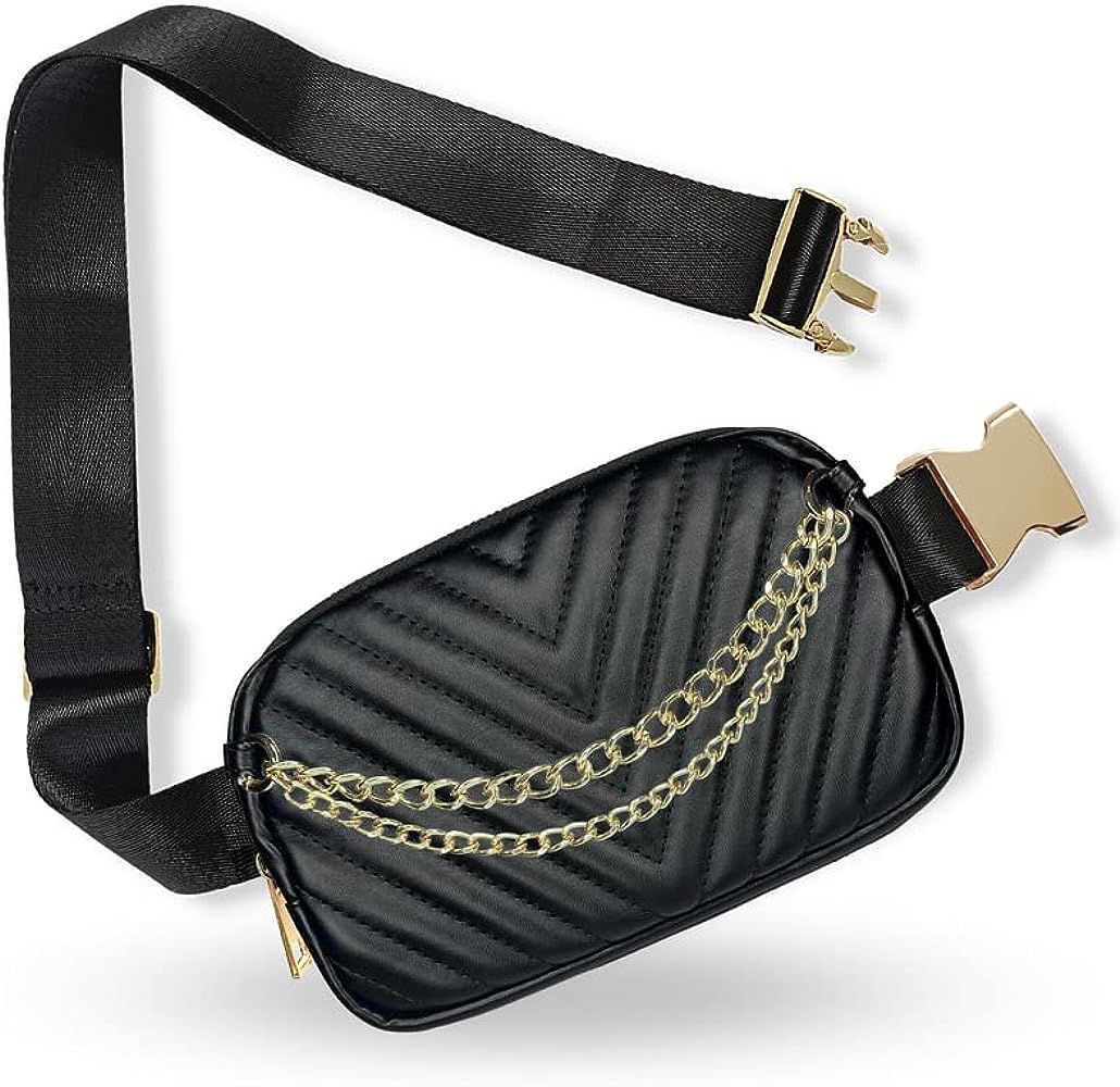 Boutique Luxury Chain Belt Bag | Crossbody Bag Leather Fanny Pack for Women Fashionable | Cute Ev... | Amazon (US)
