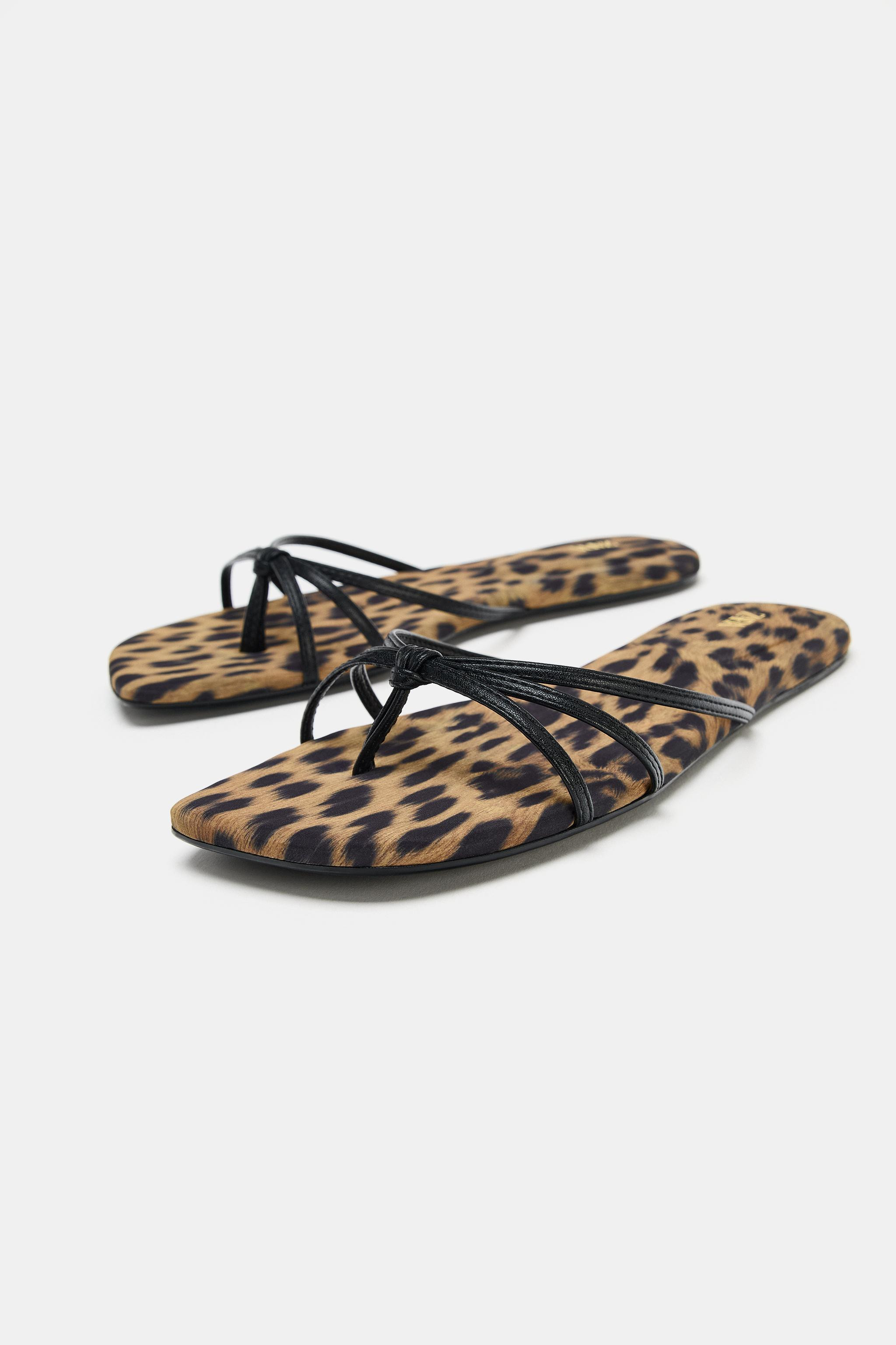 ANIMAL PRINT FLAT SANDALS | Zara US