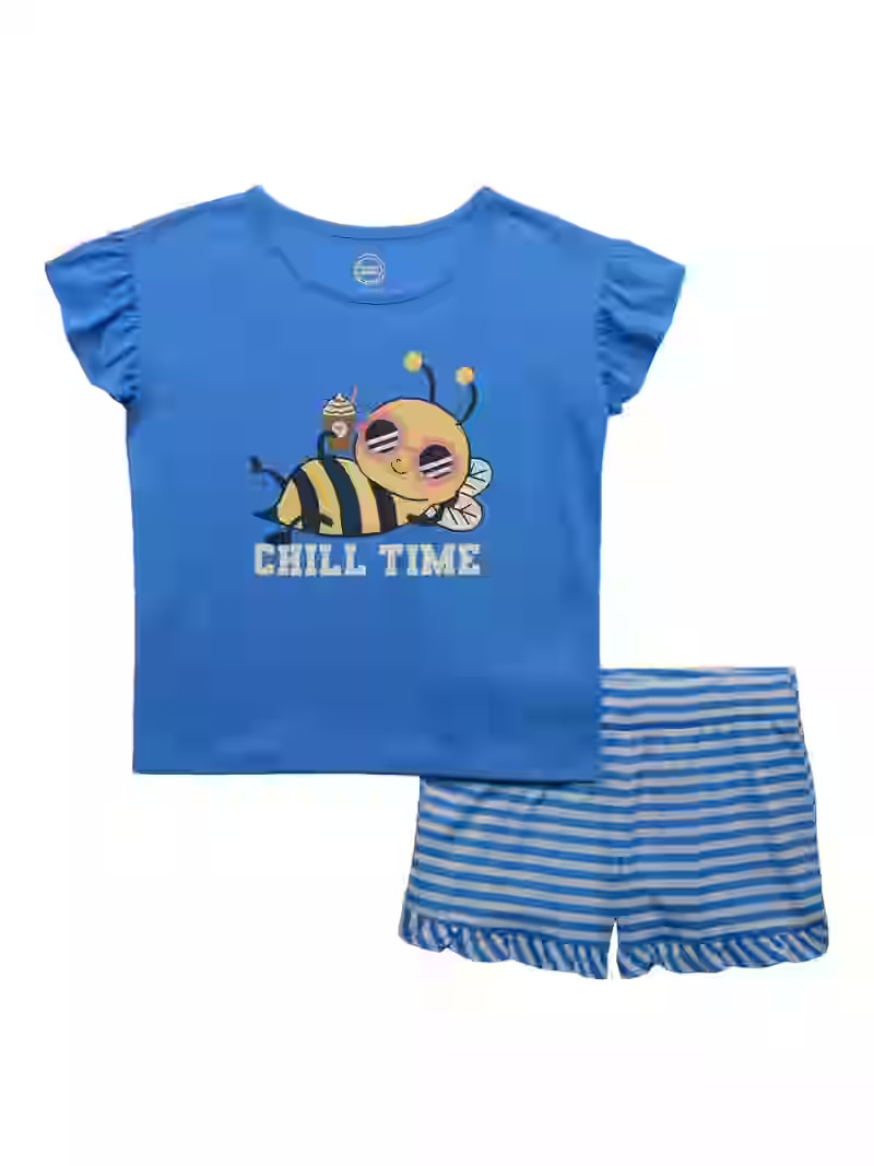 Wonder Nation Girls Short Sleeve Top and Sleep Short Pajama Set, 2-Piece, Sizes 4-18 & Plus | Walmart (US)