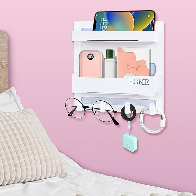 Bedside Shelf Accessories Organizer, Wall Mount Self Stick On, Cute Room Decor Aesthetic, Girls R... | Amazon (US)