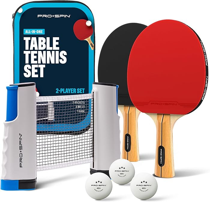 PRO-SPIN Portable Ping Pong Set with Retractable Ping Pong Net for Any Table, All-in-One Table Te... | Amazon (US)