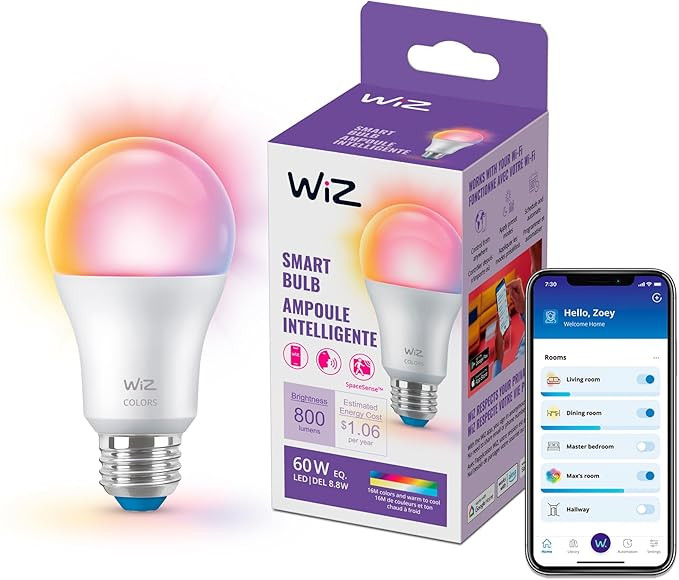 WiZ Connected 60W A19 LED Smart Light Bulbs - Connects to Your Wi-Fi - E26 Smart Bulb - Control w... | Amazon (US)