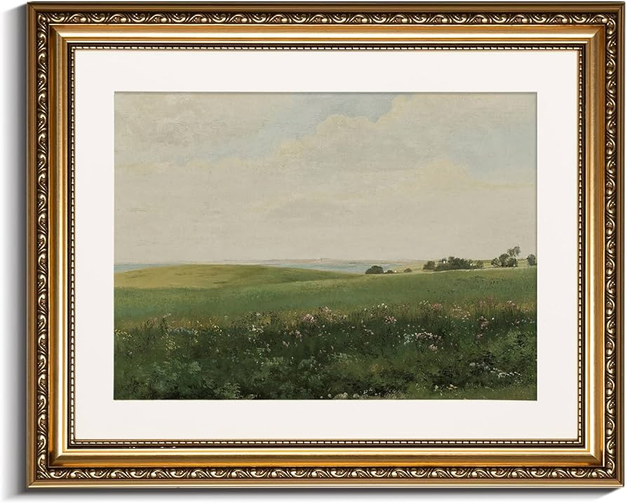 InSimSea Retro Gold Framed Wall Art, Home Room Vast Grassland Vintage Wall Decor, Canvas Print Ar... | Amazon (US)