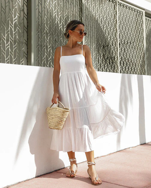 Calm Waters Linen Blend Midi Dress | VICI