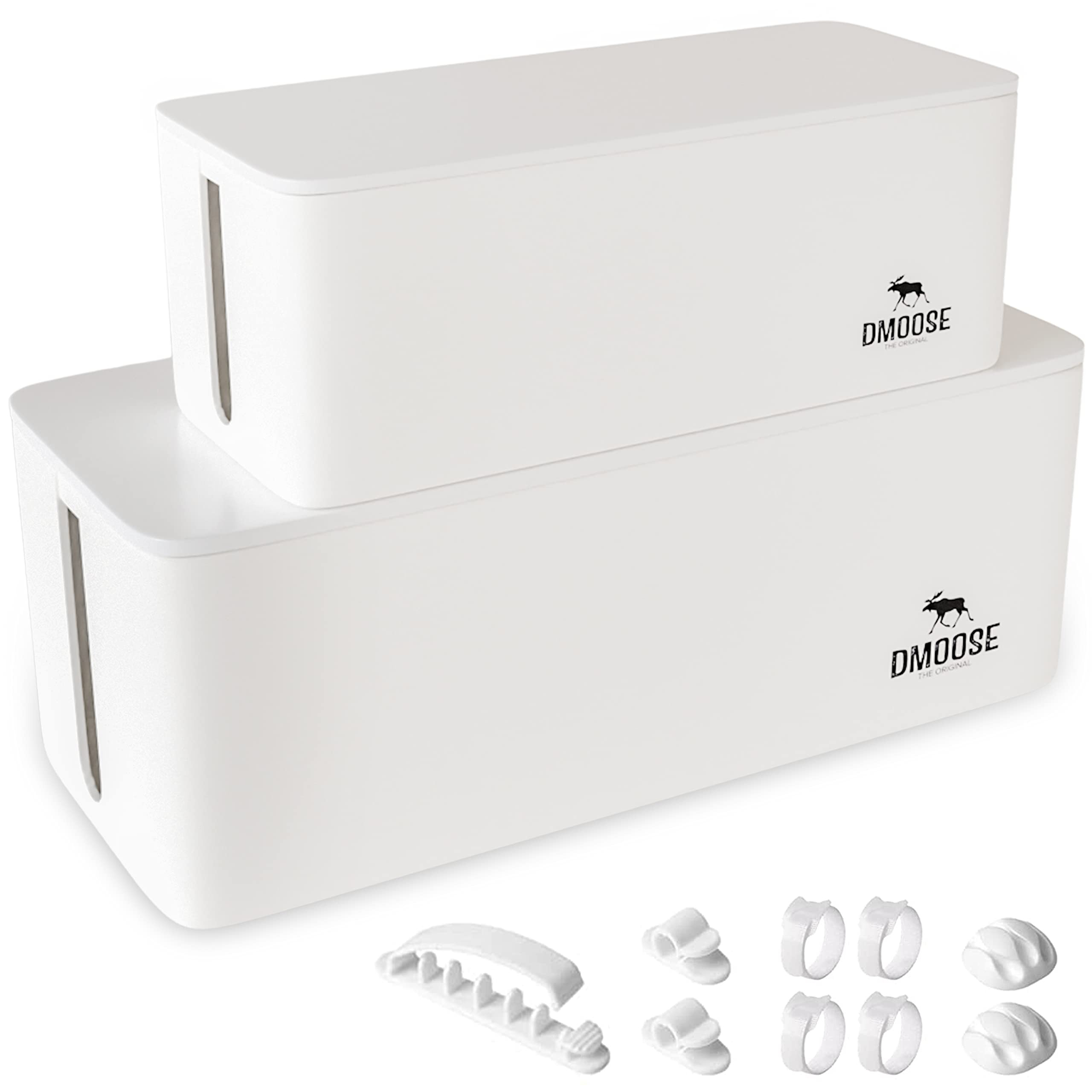 DMoose Cable Management Box - 2 Pack Medium & Large Cord Organizer for Desk & Floor - Cable Organ... | Amazon (US)