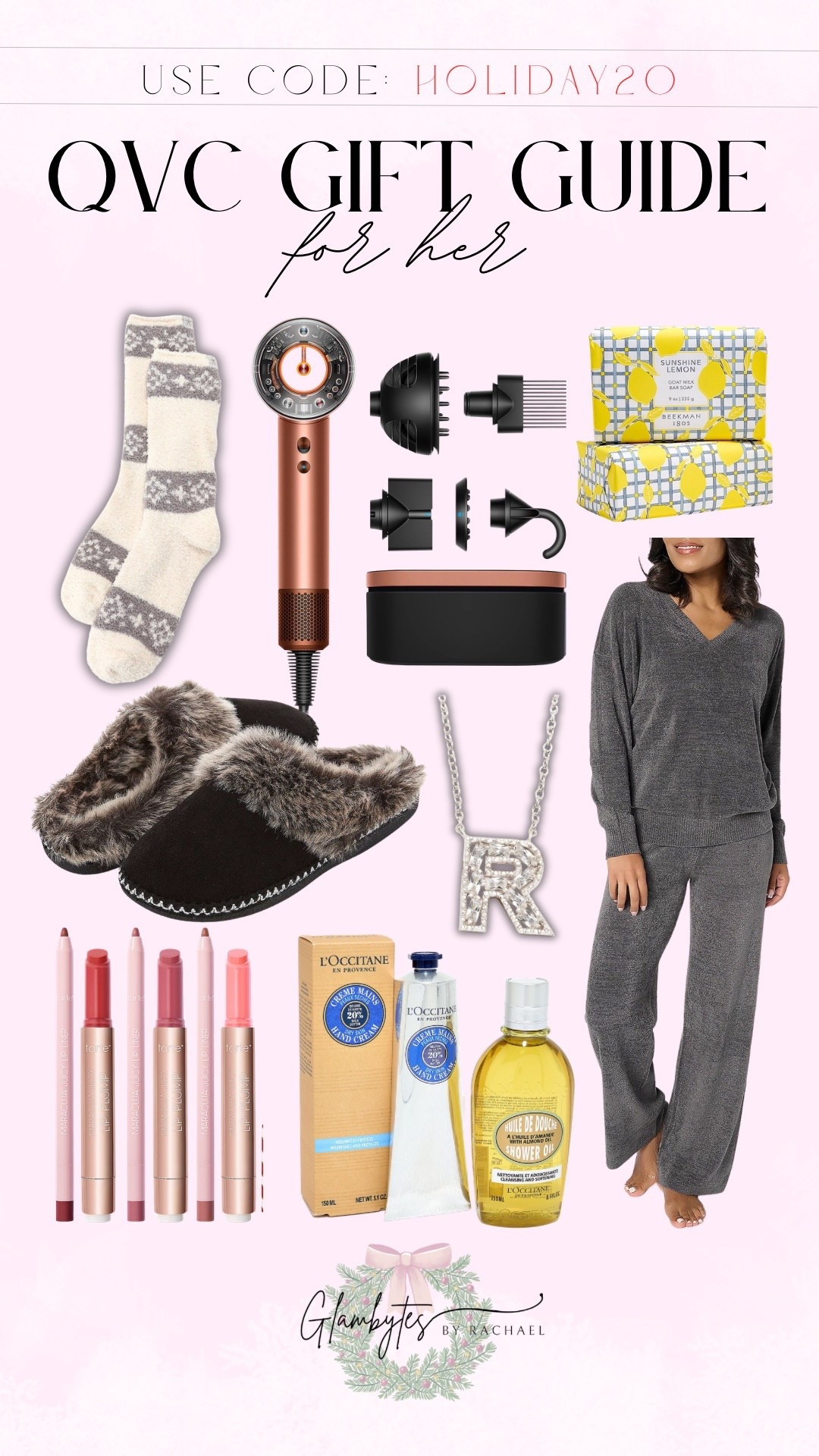 Holiday gifting made easy 🎁✨ 
Use code: HOLIDAY20 for extra savings!

Sharing my QVC Gift Guide for her with cozy essentials, luxe beauty favorites, and can’t-miss self-care sets 😍

QVC gift guide, holiday gifts for her, QVC finds, cozy gifts, slippers, fuzzy socks, loungewear set, beauty gifts, hair tools, Beekman soap, L’Occitane set, lip set, personalized necklace, stocking stuffers, holiday sale, gift ideas for women, winter essentials, self-care gifts

#LTKGiftGuide #LTKCyberWeek #LTKHoliday