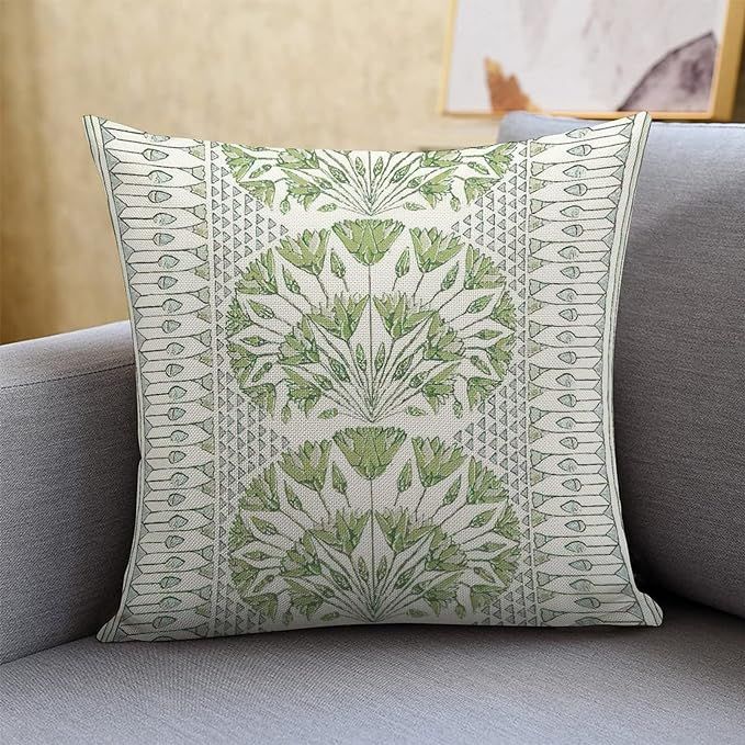 Makegeld Green Decorative Pillow Cover 22"×22" Thibaut Cushion Cover toss Pillow Accent Pillow, ... | Amazon (US)