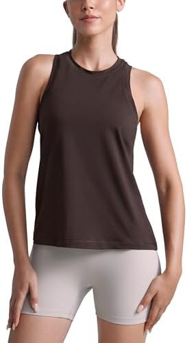 CRZ YOGA Cotton-Blend Workout Racerback Tank for Women Athletic High Neck Breathable Tops Casual ... | Amazon (US)