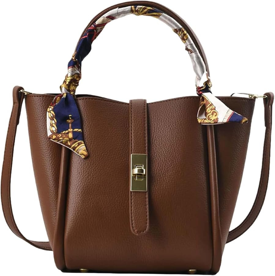 MakeMeChic Women's Scarf HandBags PU Leather Old Money Elegant Bucket Handbags | Amazon (US)