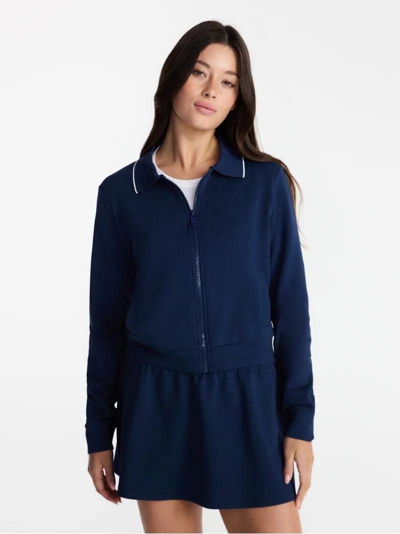 Avia Women's and Women's Plus Zip Front Pique Knit Jacket, Sizes XS-4X | Walmart (US)