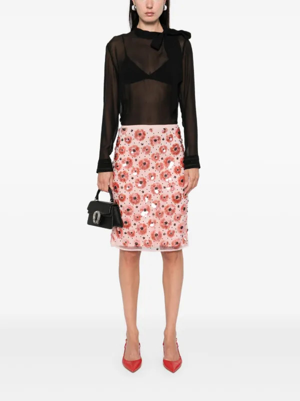 ROTATE BIRGER CHRISTENSEN flower-sequins Mini Skirt | Pink | FARFETCH | Farfetch Global