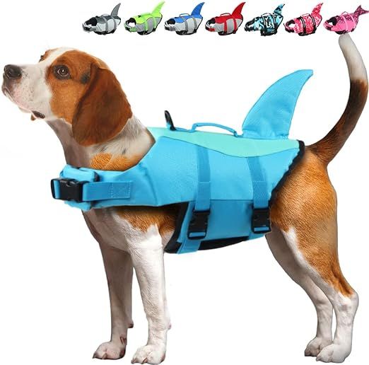 EMUST Dog Life Jacket Shark, Ripstop Dog Lifesaver Vests with Rescue Handle for Small Medium and ... | Amazon (US)
