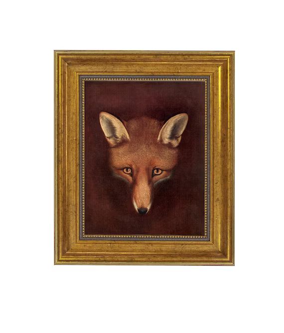 Fox Head by Reinagle c1800 Framed Oil Painting Print on Canvas in Antiqued Gold Frame | Etsy (US)