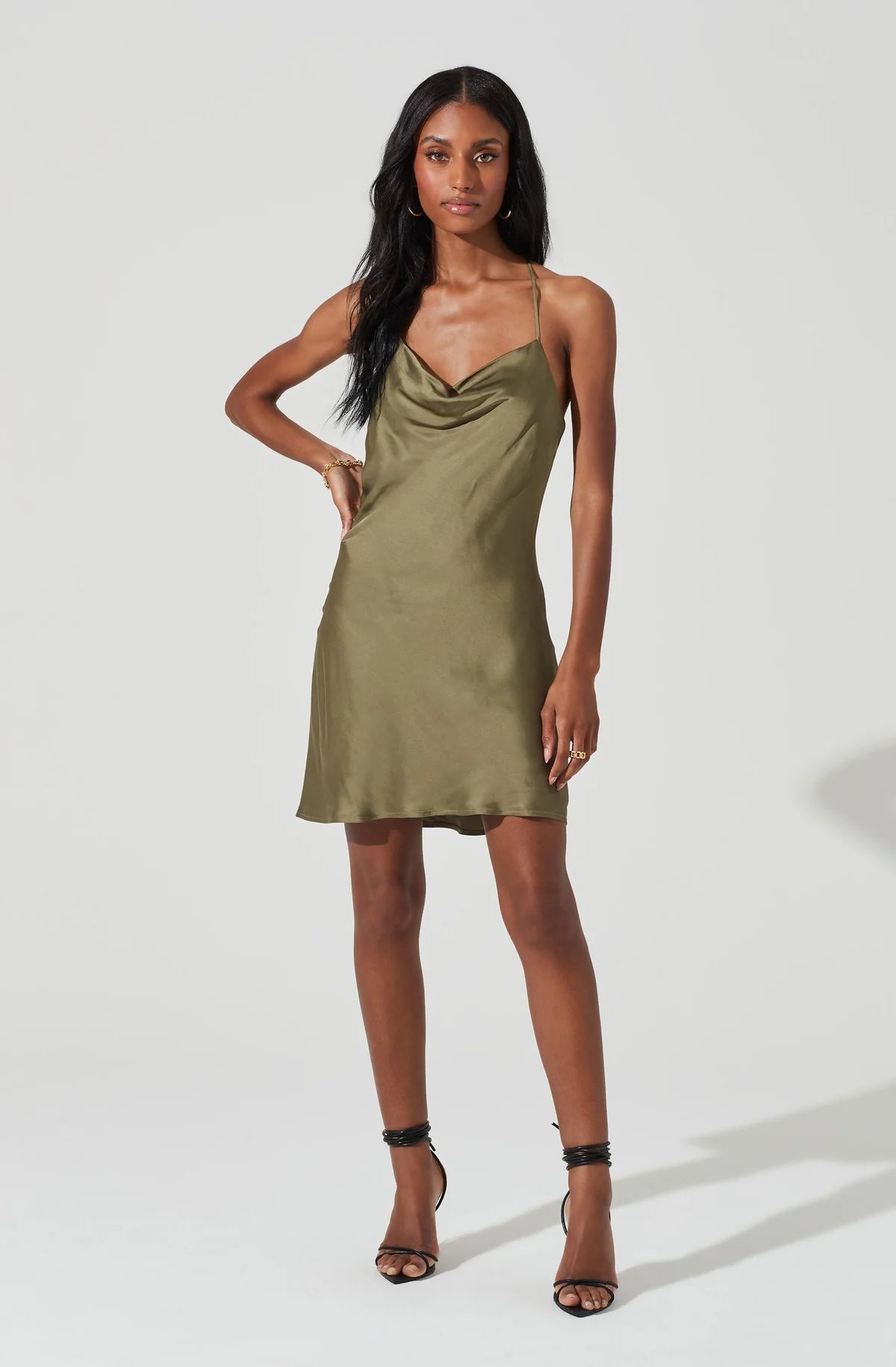 Medford Cowl Neck Satin Mini Dress | ASTR The Label (US)