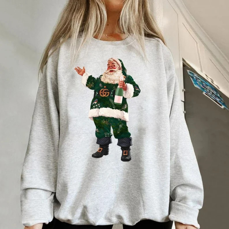 Retro Santa Sweatshirt, Retro Santa Champagne Crewneck, Vintage Santa Hoodie, Retro Christmas San... | Etsy (US)
