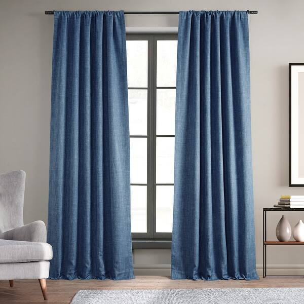 Exclusive Fabrics Faux Linen Room Darkening Curtain(1 Panel) - Overstock - 19965889 | Bed Bath & Beyond