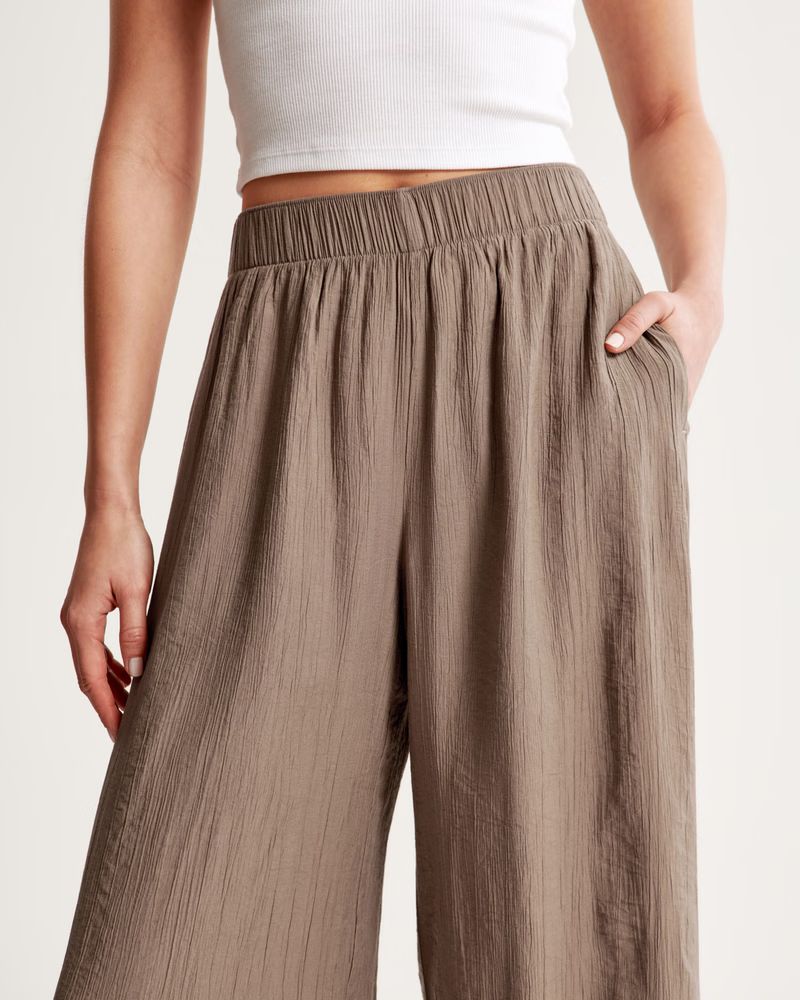 Crinkle Textured Pull-On Pant | Abercrombie & Fitch (US)