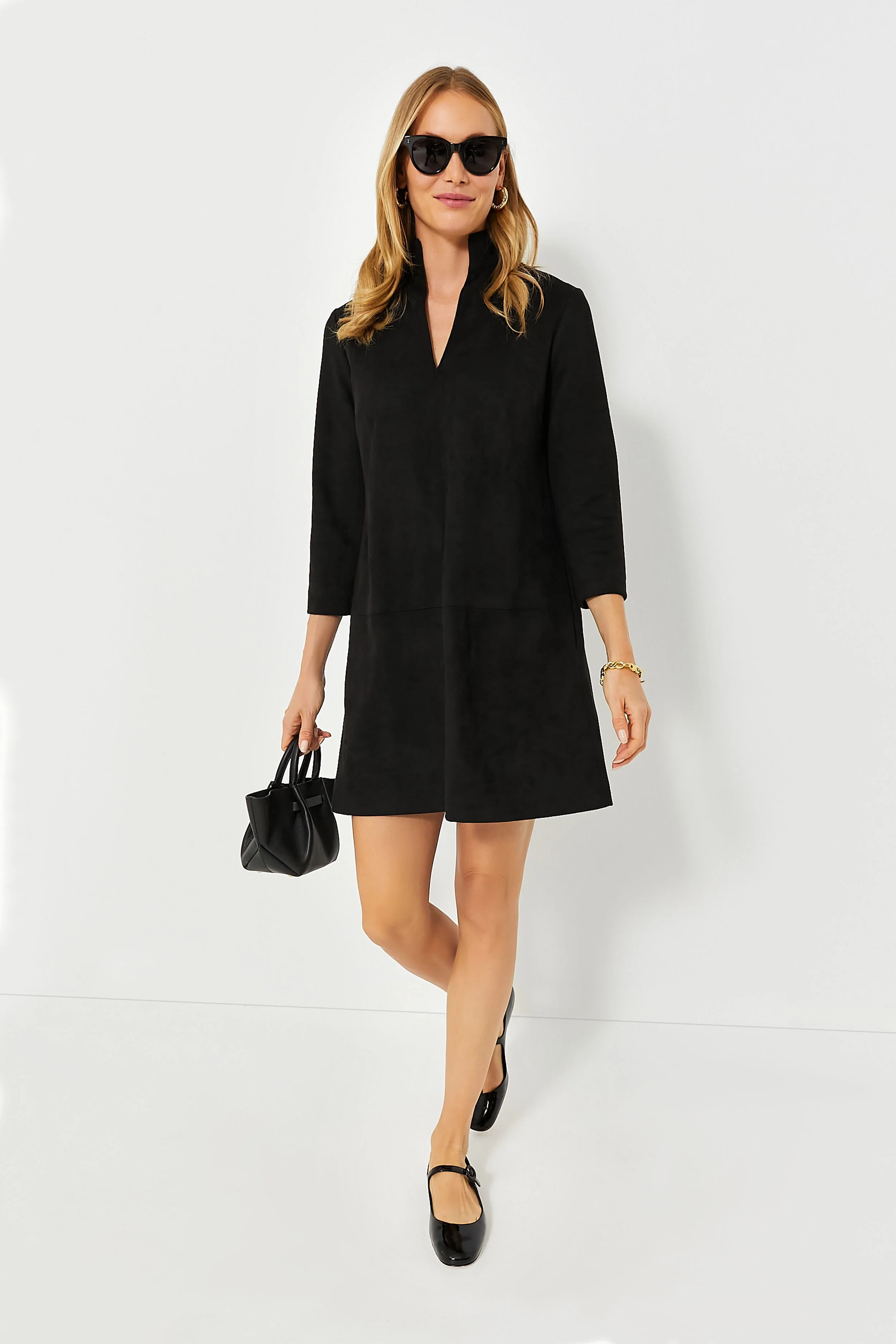 Black Suede Stretch Clifton Dress | Tuckernuck (US)
