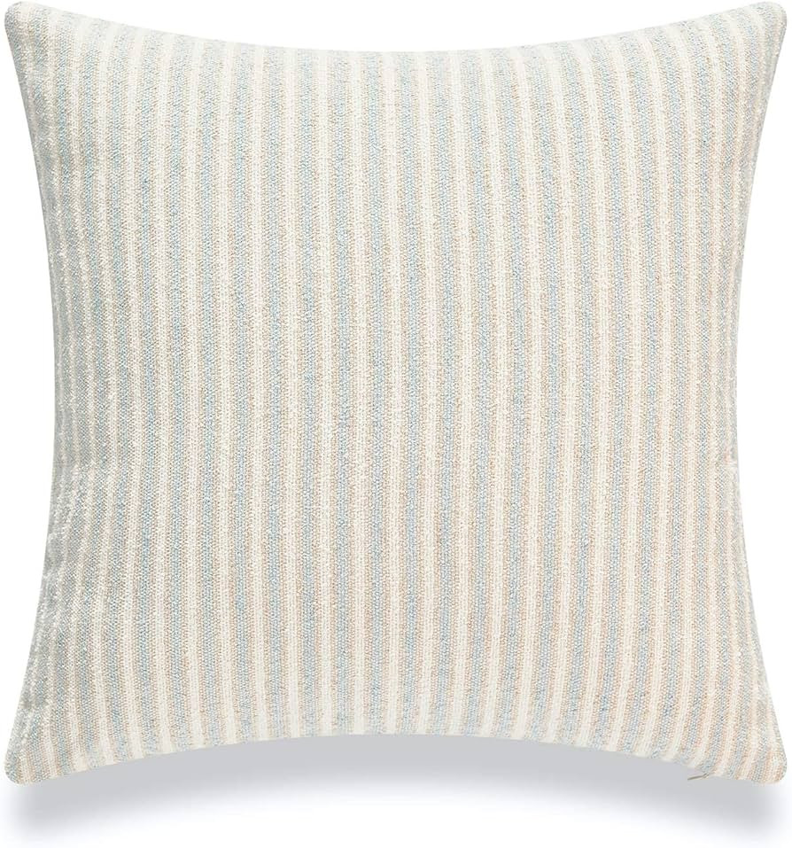 Hofdeco Beach Coastal Decorative Pillow Cover ONLY for Couch, Sofa, or Bed, Light Blue Tan Taupe ... | Amazon (US)