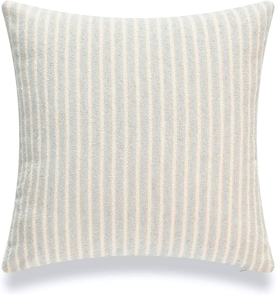 Hofdeco Beach Coastal Decorative Pillow Cover ONLY for Couch, Sofa, or Bed, Light Blue Tan Taupe ... | Amazon (US)
