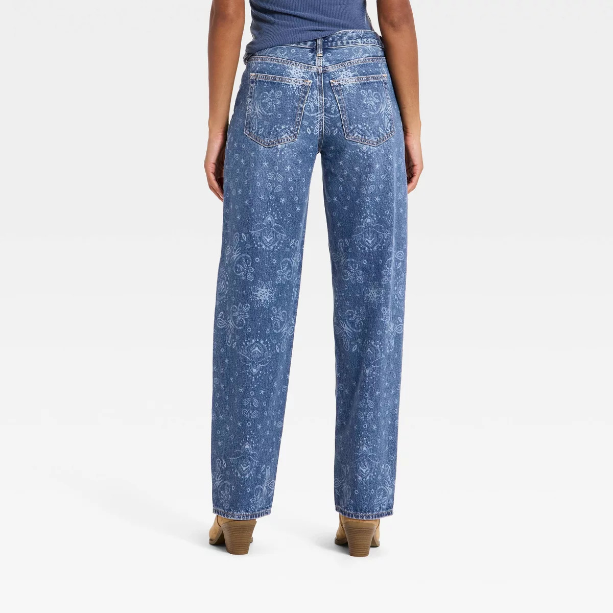 Women's Low-Rise Bandana Baggy Jeans - Universal Thread™ Medium Wash 00 | Target